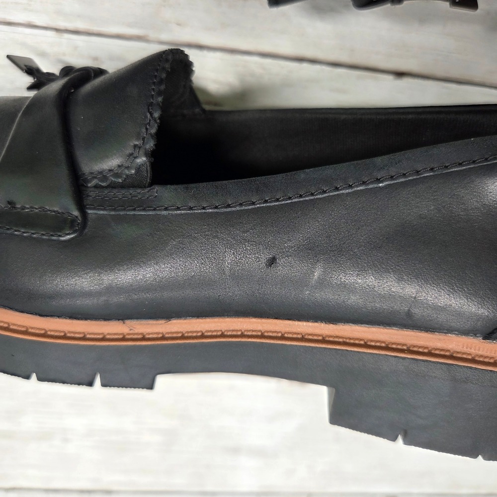Clarks Collection Karsea Tassel Loafer Lug Sole Women 9 Black Leather 26174456 - Picture 6 of 10